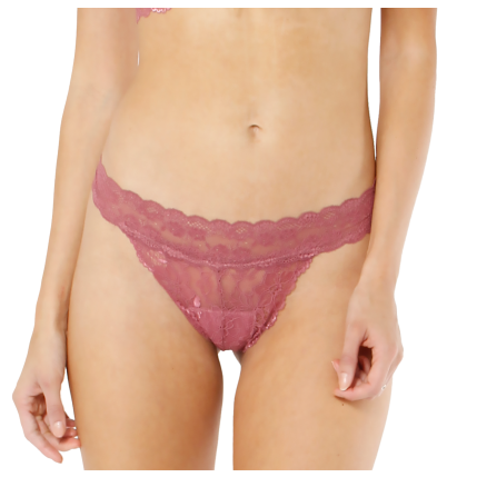 Women's Cassis Chantilly Lace Thong Without Elastics
